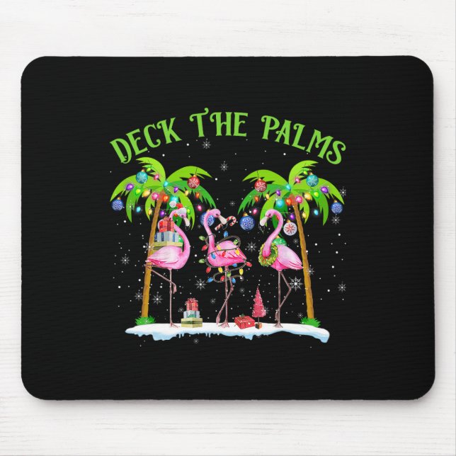 Deck the Palms Flamingo Tropical Christmas Lights Mousepad (Vorne)