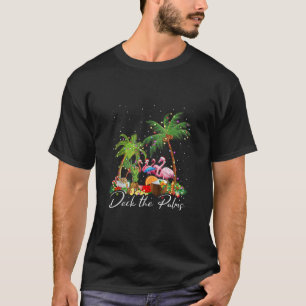 Deck The Palms Flamingo Weihnachtspalme Lichter T-Shirt
