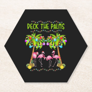 Deck the Palms Merry Flamingo Christmas tee funny Untersetzer