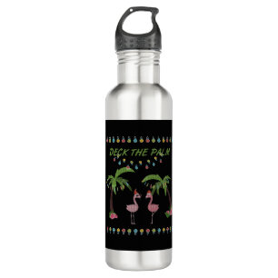 Deck The Palms Shirt - Flamingo Xmas Shirt Edelstahlflasche