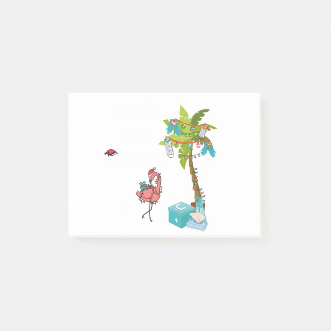 Deck the Palms Tropical Christmas Flamingo Xmas Pa Post-it Klebezettel (Vorderseite)