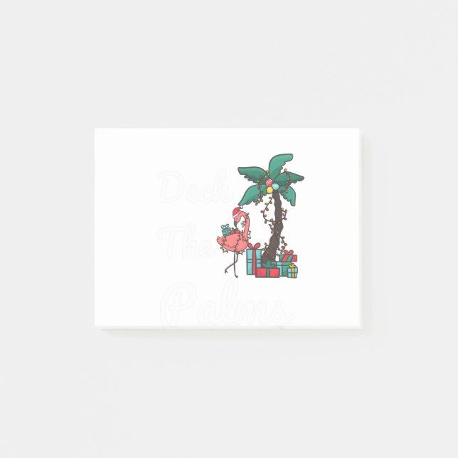 Deck the Palms Tropical Christmas Flamingo Xmas Post-it Klebezettel (Vorderseite)