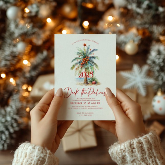 Deck The Palms Tropical Christmas Party Invitation Einladung (Von Creator hochgeladen)