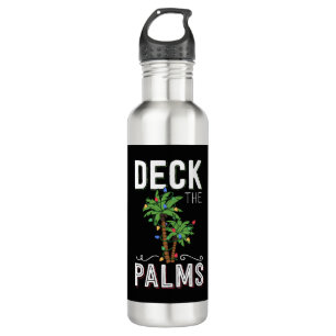 Deck The Palms Tropical Hawaii Christmas Palm Edelstahlflasche