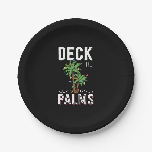 Deck The Palms Tropical Hawaii Christmas Palm Pappteller (Vorderseite)