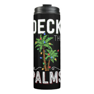 Deck The Palms Tropical Hawaii Christmas Palm Thermosbecher
