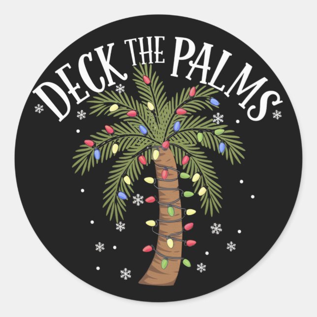 Deck the Palms Tropical Hawaii Weihnachtspalme Tre Runder Aufkleber (Vorderseite)
