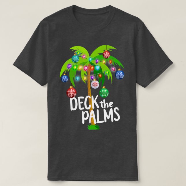 Deck the Palms Tropical Hawaii Weihnachtspalme Tre T-Shirt (Design vorne)