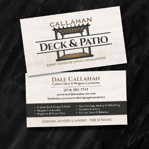 Deck- und Patio-Bauunternehmer Leichtes Holz Visitenkarte