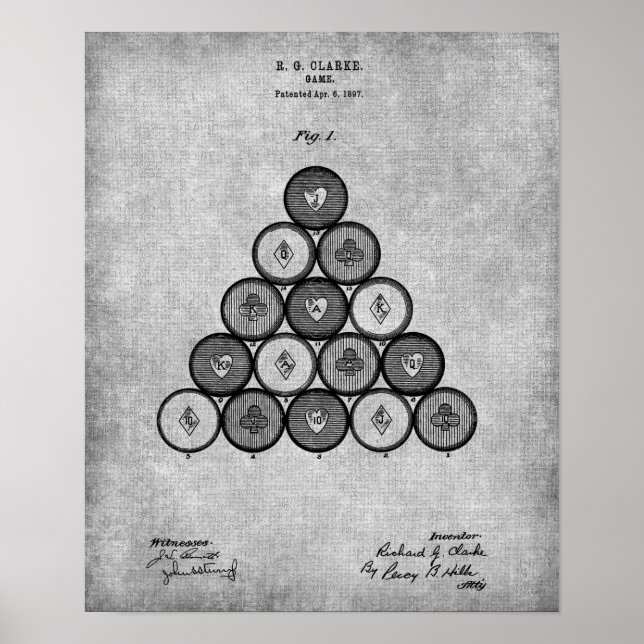 Decke im Poolraum Print 1 Billiard Balls Patent Poster (Vorne)