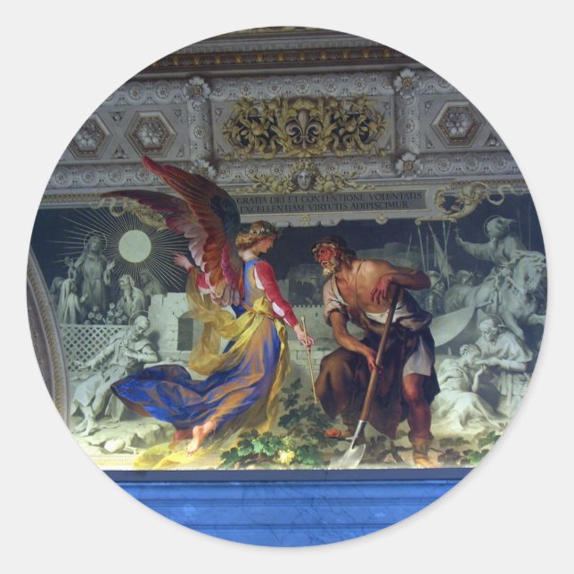 Decke im Vatikanmuseum in Rom Runder Aufkleber (Vorderseite)