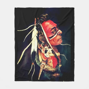 Decke mit Native Warrior "Kaw"-Fleece