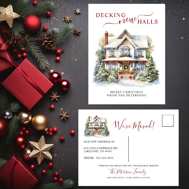 Decke neue Hallen Neue Zuhause Weihnachtsreise Ankündigungspostkarte (Von Creator hochgeladen)