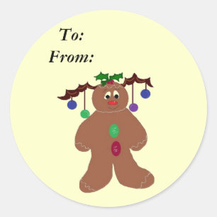 Decked out Gingerbreadman Runder Aufkleber
