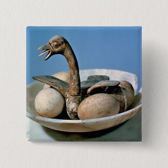 Deckel eines Alabasterglases verziert mit einem Button (Vorderseite)