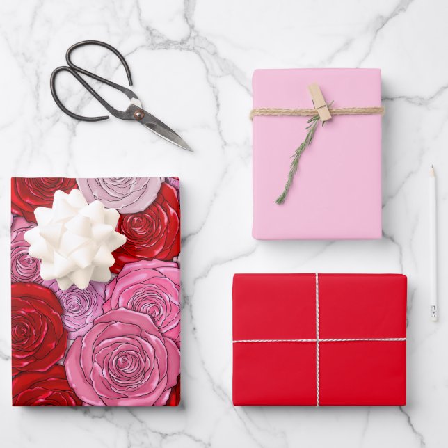 Decken der Rose Geschenkpapier Set (Vorderseite)