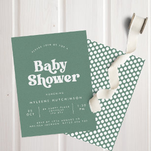 Deckengrüne Retro Typ Babydusche Einladung