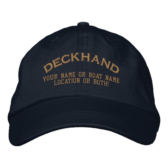 Deckhand Custom Your Name Boat Local Bestickte Baseballkappe (Vorderseite)