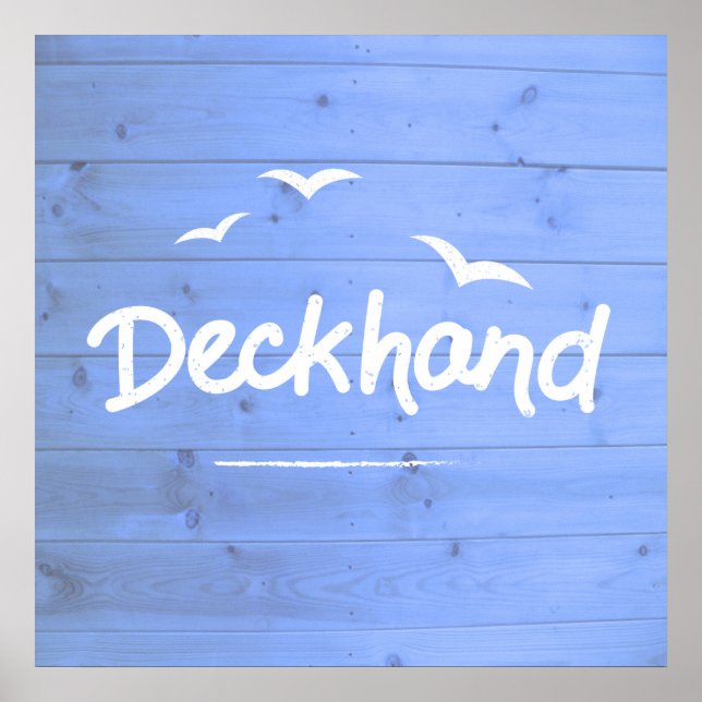 Deckhand Nautic Blue und White Maritime Art Poster (Vorne)