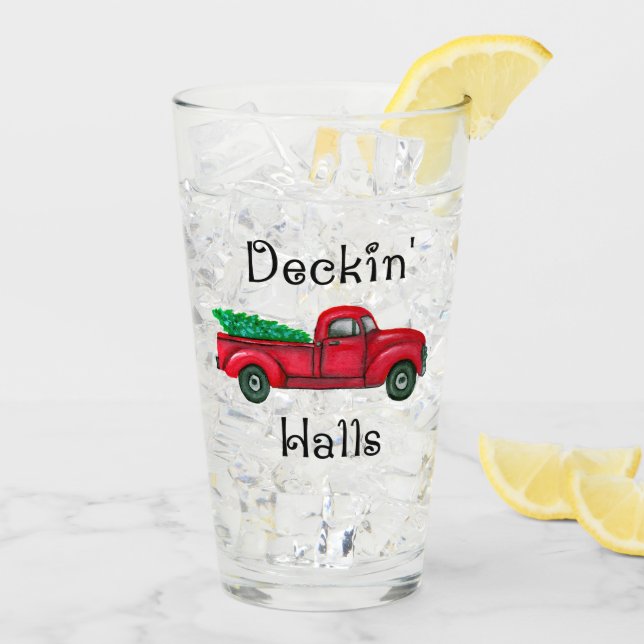 Deckin Hallen-rotes Weihnachts-LKW-Trinkglas Glas (Rückseite Ice)