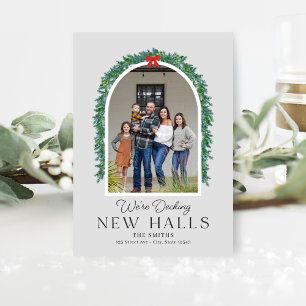 Decking New Halls Moving Announcement Holiday Card Feiertagskarte