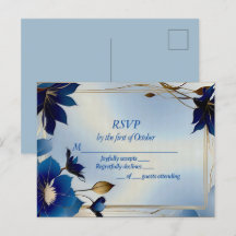 Deco blauen Blumen Hochzeit RSVP