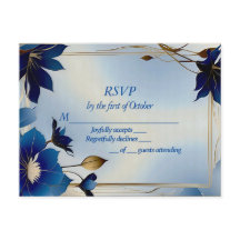 Deco blauen Blumen Hochzeit RSVP