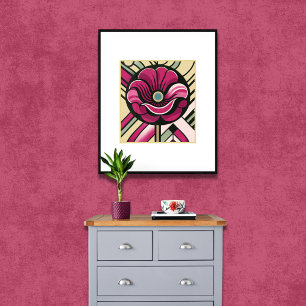 Deco Bloom: Der lila Mohn Poster