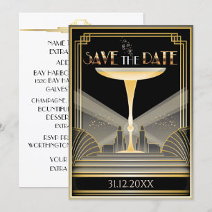 Déco Champagne Économisez La Date Invitation