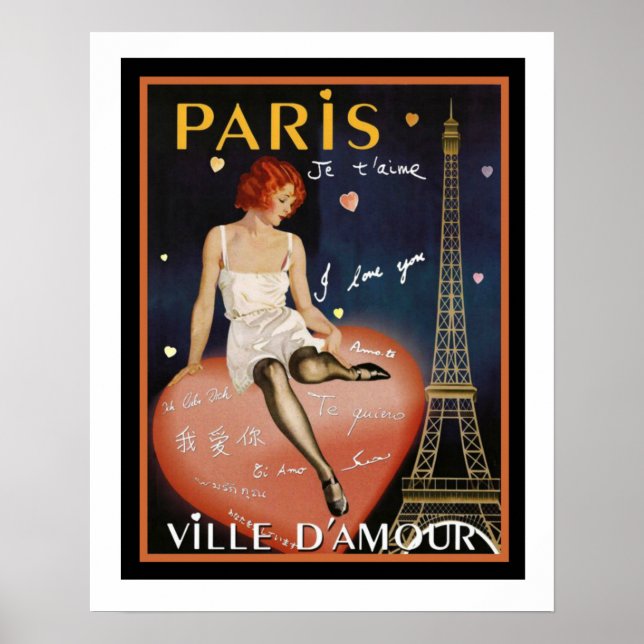 Déco colorée Poster de voyage Paris 16 x 20 (Devant)