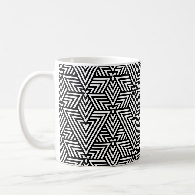 Déco-Dreieck Schwarz/Weiß Nahtloses Muster Kaffeetasse (Links)