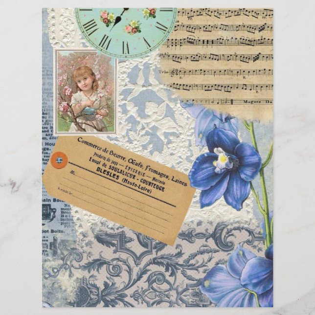 Déco Florale, Papier à rebut Collage Français (Devant)