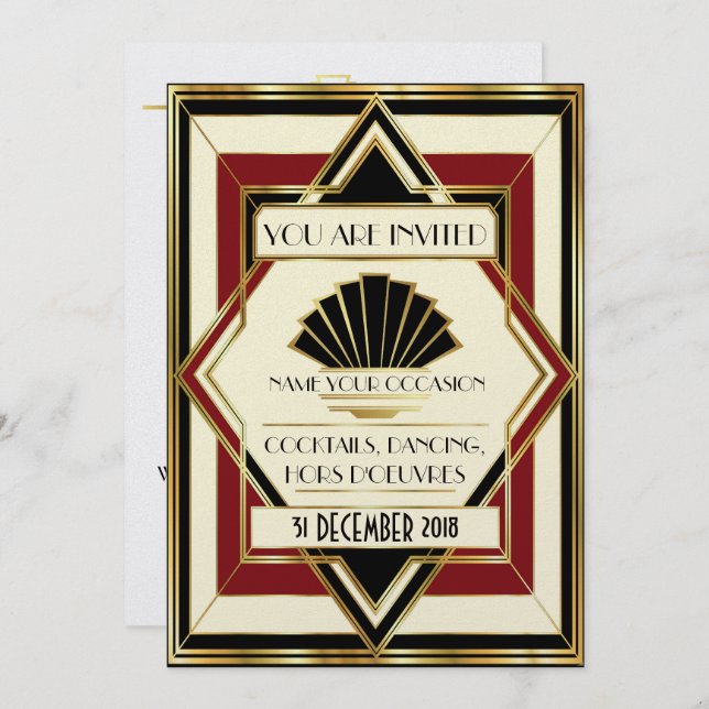 Déco Gala Contemporain Invitation (Devant / Derrière)