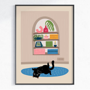 Déco murale de maison confortable chat noir Mignon