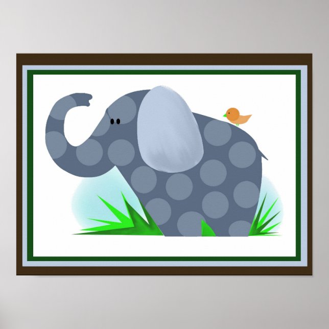 Déco murale de nurserie safari éléphant (Devant)
