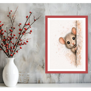 Déco murale Souris Curieuse Mignon Impression Mini