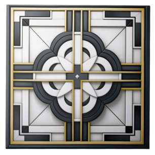 Deco Schönes Schwarz Weiß Gold Fliese