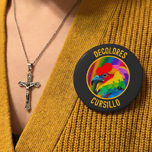 DeColores Cursillo Bunter Hahn Lebendiger Regenbog Button