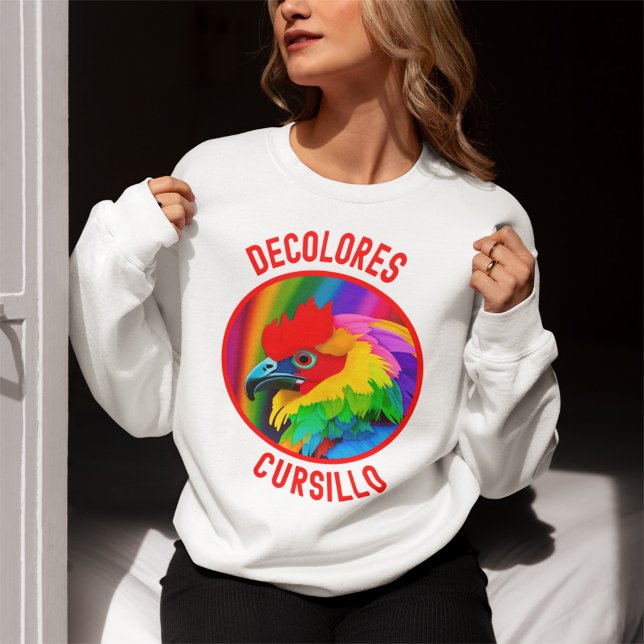 DeColores Cursillo Bunter Hahn Lebendiger Regenbog Sweatshirt (Von Creator hochgeladen)