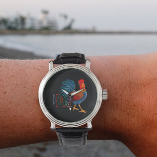 DeColores Cursillo Farbenfrohe Rooster Armbanduhr