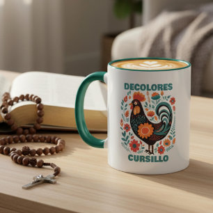 DeColores Cursillo-Folk-Art Schwarzer Hahn Glaube Tasse