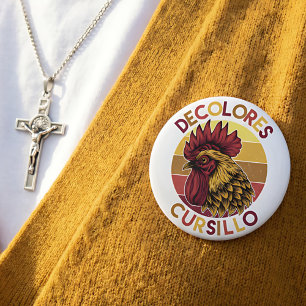 DeColores Cursillo Hahn mit abgenutztem Sonnenunte Button