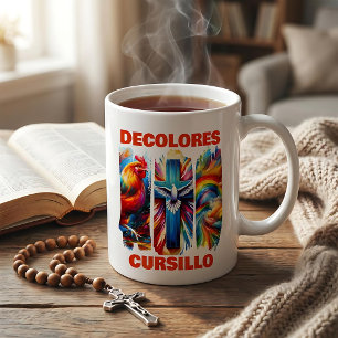 DeColores Cursillo Pinselstrich Hahn Kreuz Taube Kaffeetasse