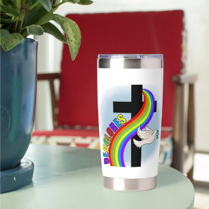 DeColores Cursillo Rainbow, Cross & Peace Dove Thermobecher