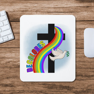 DeColores Cursillo Regenbogen mit Kreuz und Friede Mousepad