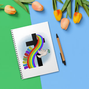 DeColores Cursillo Regenbogen mit Kreuz und Friede Notizblock