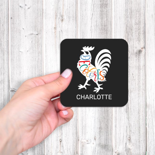 DeColores Cursillo Rooster White Silhouette Quadratischer Aufkleber (Von Creator hochgeladen)