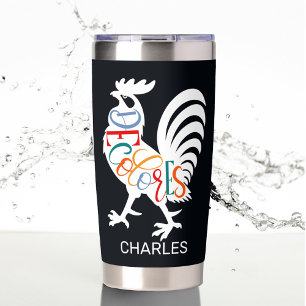 DeColores Cursillo Rooster White Silhouette Thermobecher