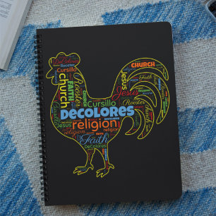 DeColores Cursillo Rooster Word Cloud Notizbuch