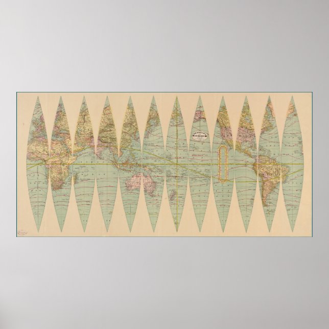 Deconstructed Earth Globe (1887) Poster (Vorne)